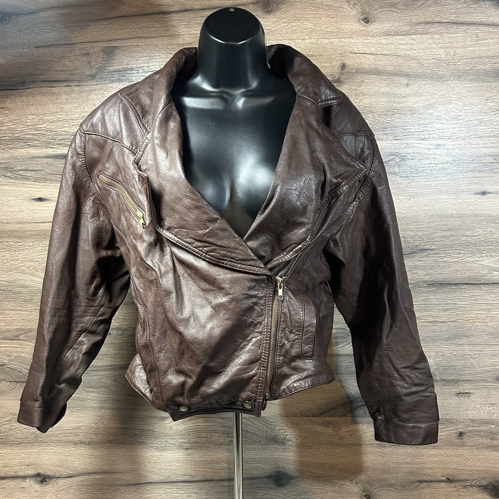 Avanti Genuine Leather Jacket Womens Size Medium Motorcycle Jacket Crop
